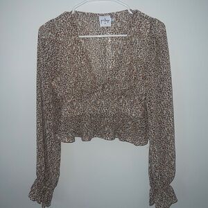 Princess Polly orange & cream floral Patterned Blouse